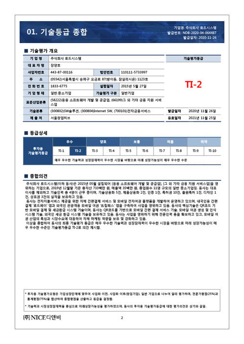 나이스 평가 정보 기술평가